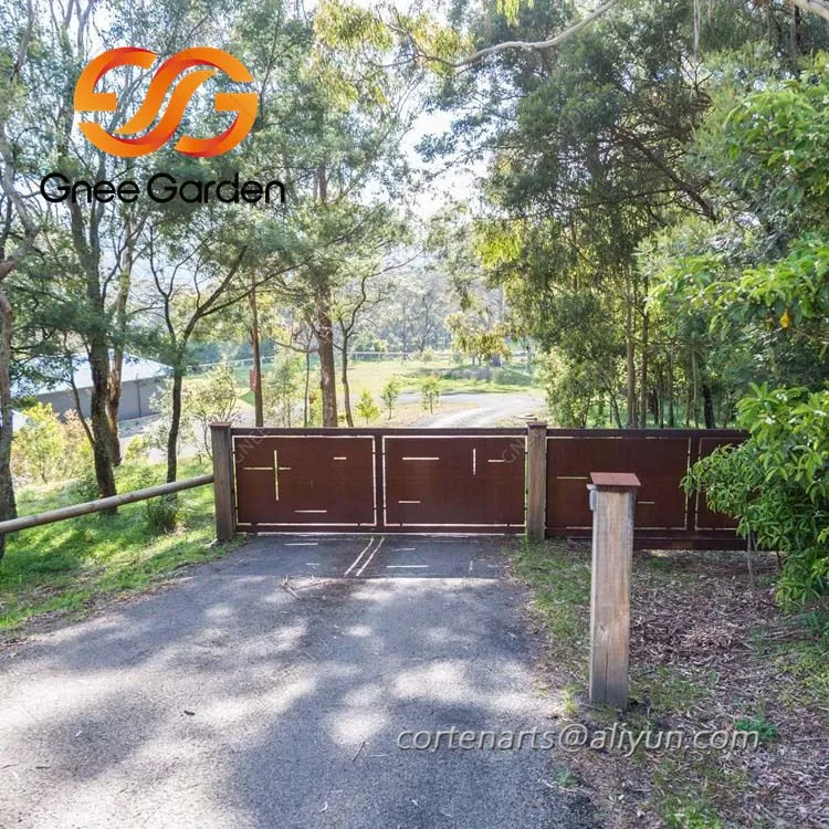 Drws Gât Metel iard Gefn Dur Corten