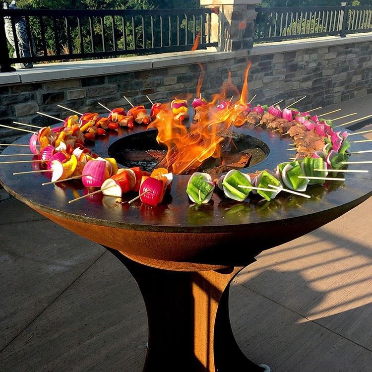 Corten Steel Outdoor Wood BBQ Grill