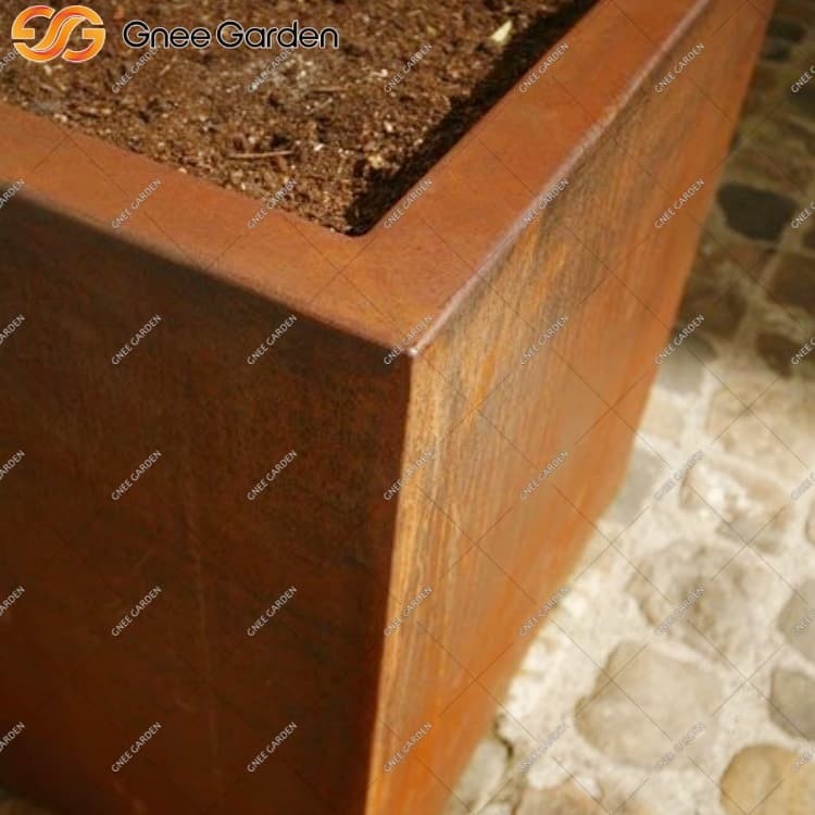 Corten steel garden pots