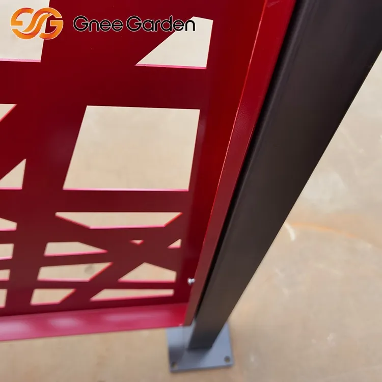 Ffens sgrin dyluniad geometrig coch modern