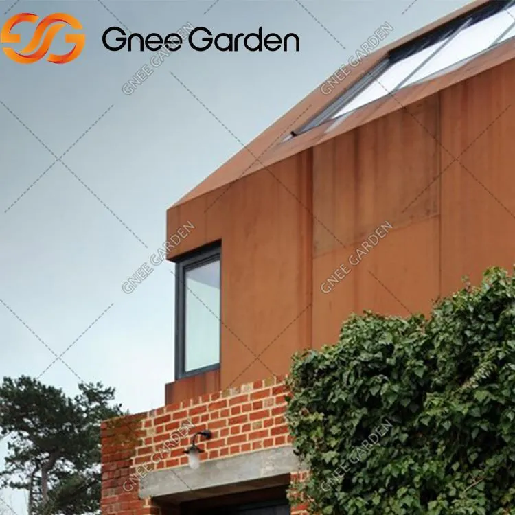 Adeilad y tu allan yn defnyddio llen llenni dur corten