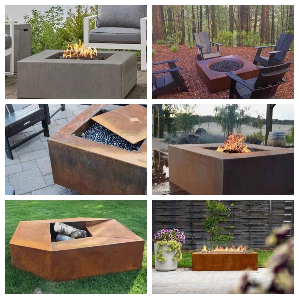 Square Corten Steel Gas Fire Bowl Square Corten Steel Gas Fire Bowl
