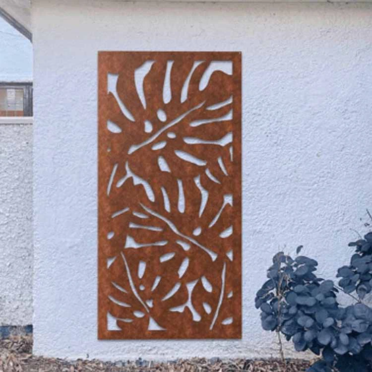 Panel Sgrin Preifatrwydd Dur Corten Rusted Awyr Agored